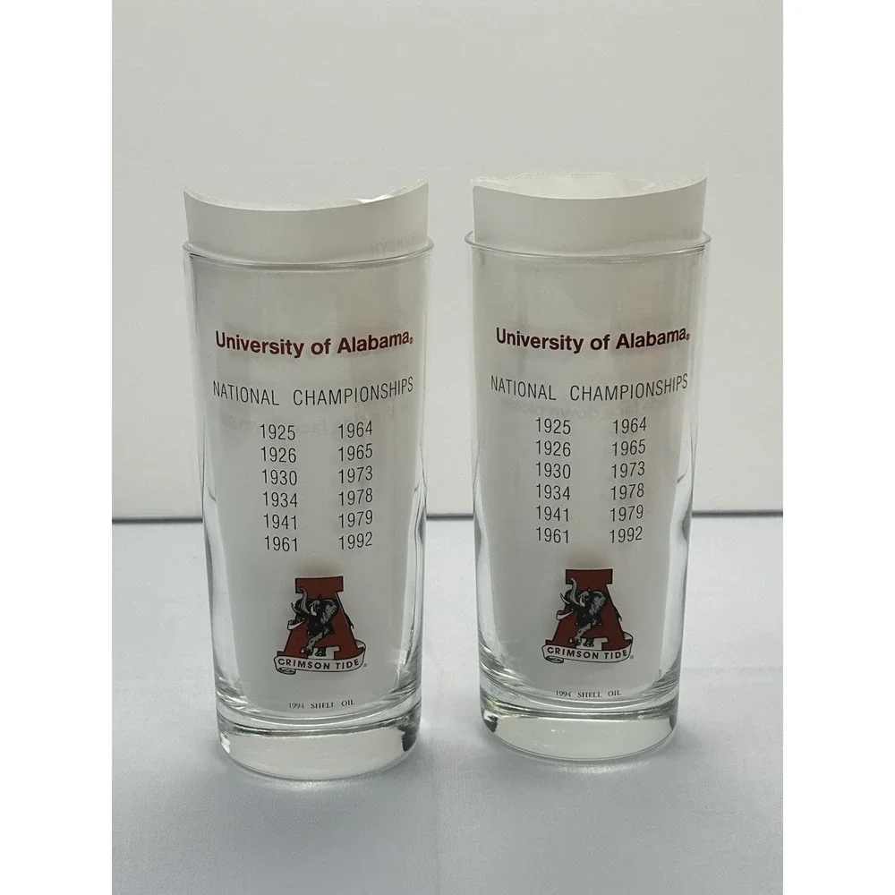 VTG 1994 University of Alabama National Championships Crimson Tide Glasses Set 2